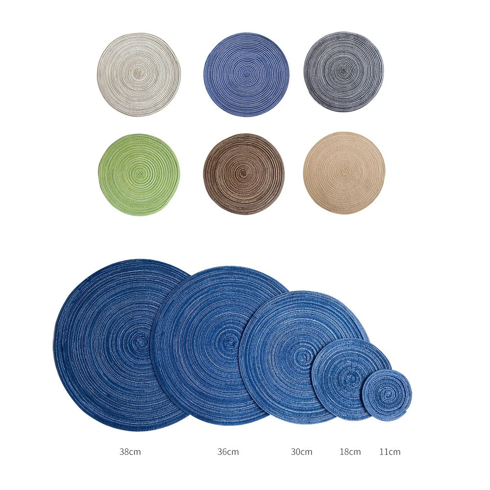 1pc Table placemats Round Ramie Insulation Pad Linen Non Slip Table Mats Coaster Dining Table Mat Home Decoration Pad