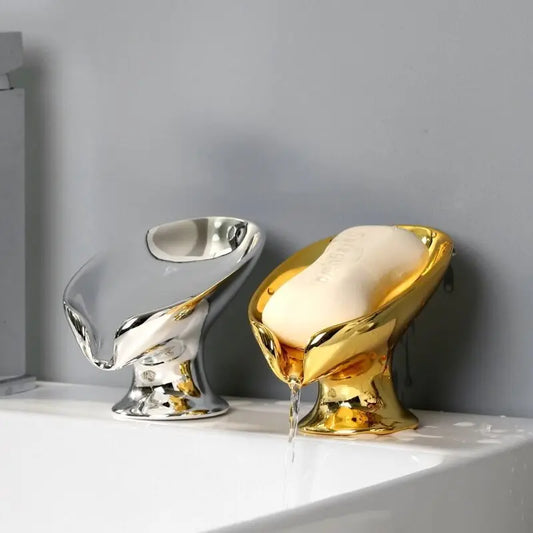 Soap Dishes Ceramic Plating Gold High Quality Creative Drain Rack Storage Rack Bathroom Accessories Restroom Organizer Portable