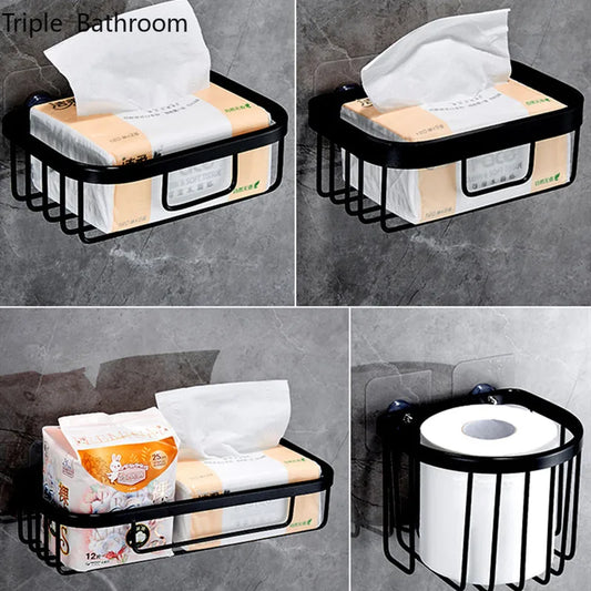 Light Luxury Restroom Tissue Holder Aluminum Alloy Paper Towel Shelf Punch-free Home Accessories Bathroom Paper Storage Stand