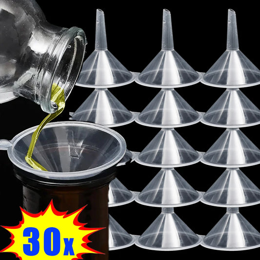 30/1Pcs Mini Clear Funnels Multi-Purpose Small Mouth Liquid Oil Funnels For Liquor Perfume Diffuser Bottle Kitchen Accessories