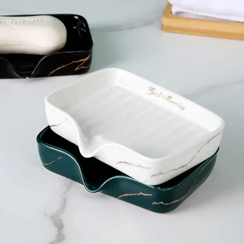 1pc Light Luxury Ceramics Soap Dish Household Storage Shelves Restroom Shower Accessories Bathroom Organizer Drain Soap Holder